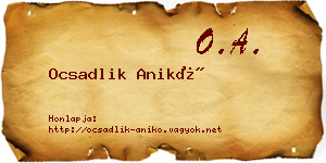 Ocsadlik Anikó névjegykártya